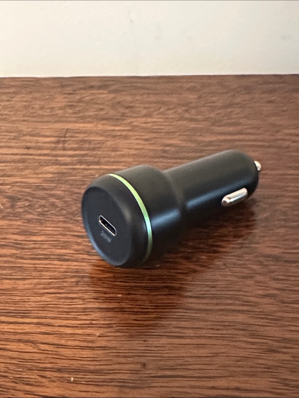 Universal Black USB-C Car Charger with Green Accent